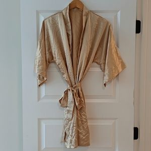 Gold Satin Wrap Robe